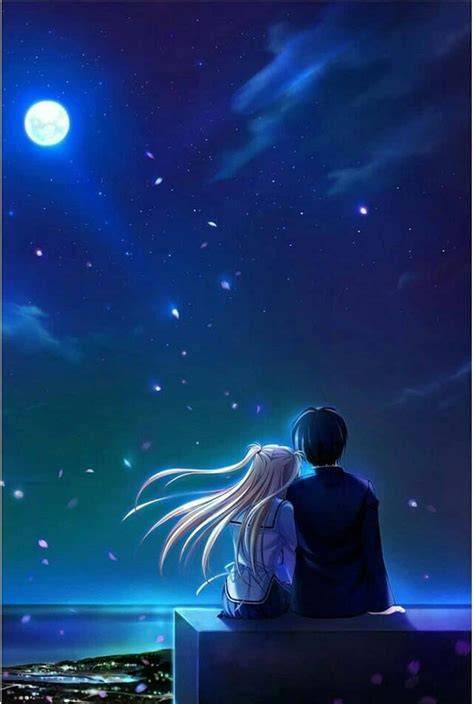 anime couple terpisah pinterest aesthetic tema malam hari