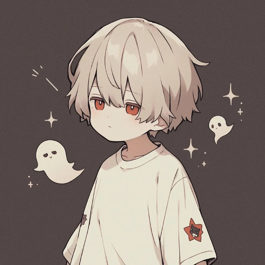anime boy cute style with funny fake smile mask