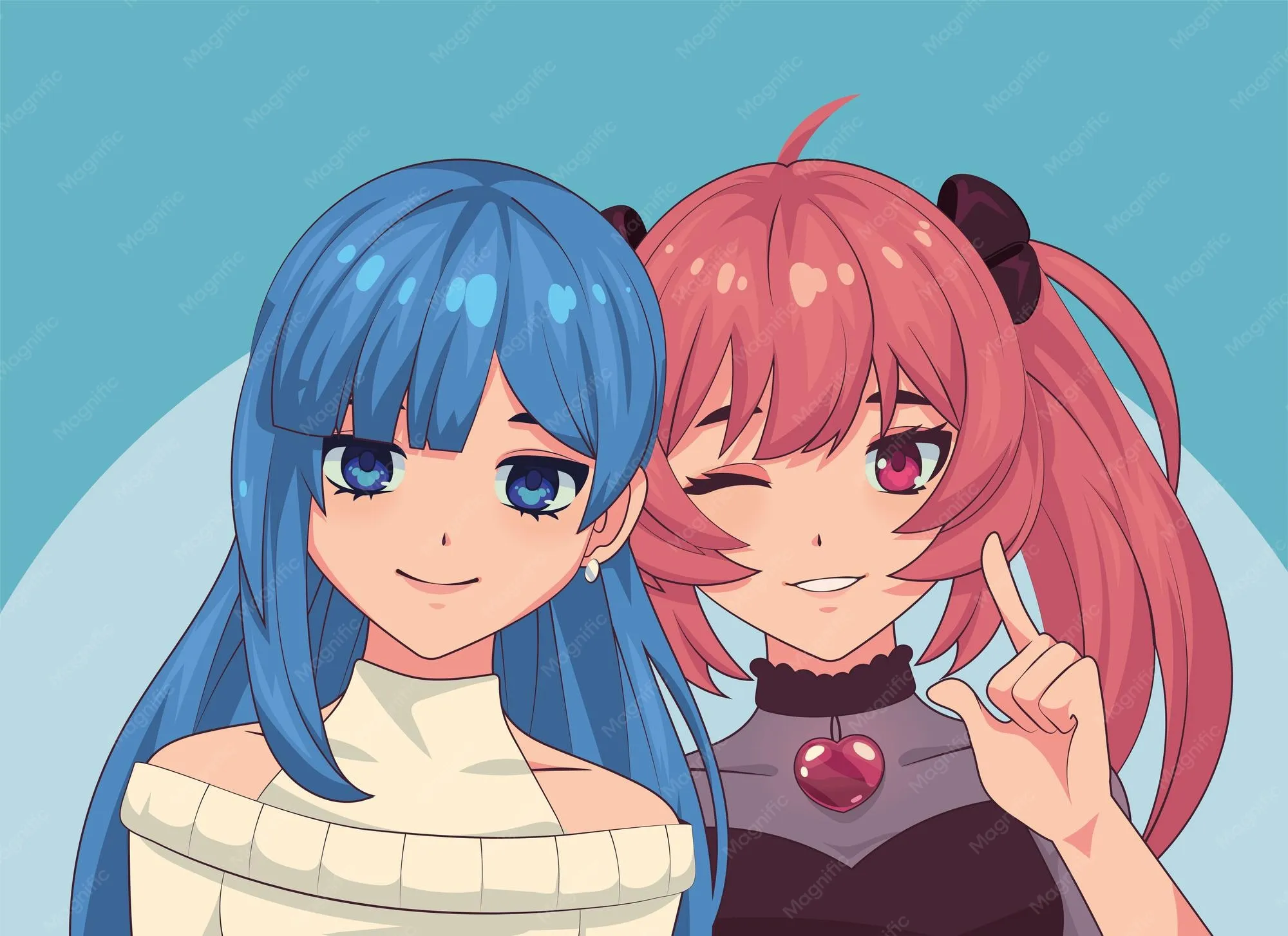 konsep anime minimalis sahabat perempuan terpisah