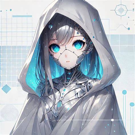 gadis anime dengan senjata futuristik dan tatapan dingin