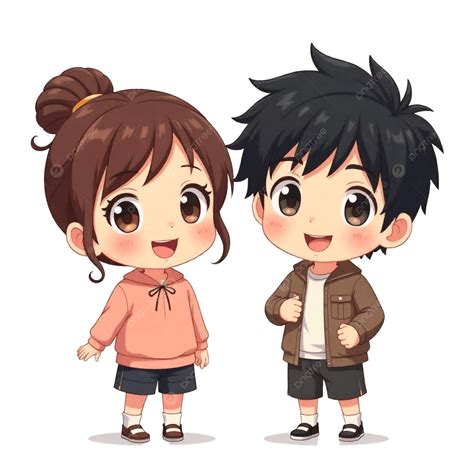 Gambar anime pasangan terpisah dengan gaya yang menggemaskan