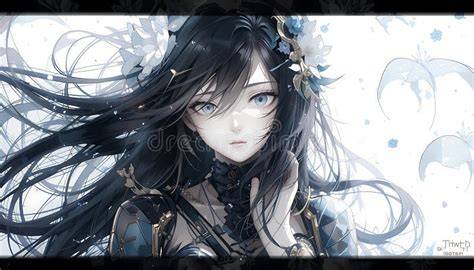 karakter anime wanita dengan nuansa gothic dan elemen mawar hitam