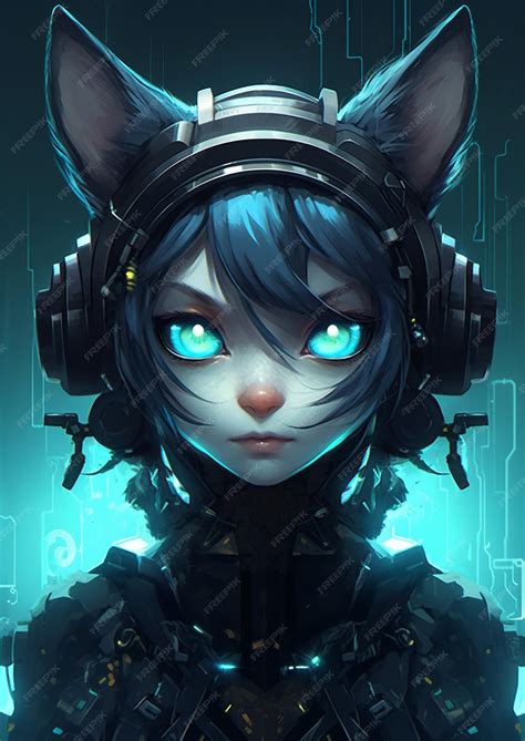gadis anime dengan headphone di ruangan penuh lampu neon