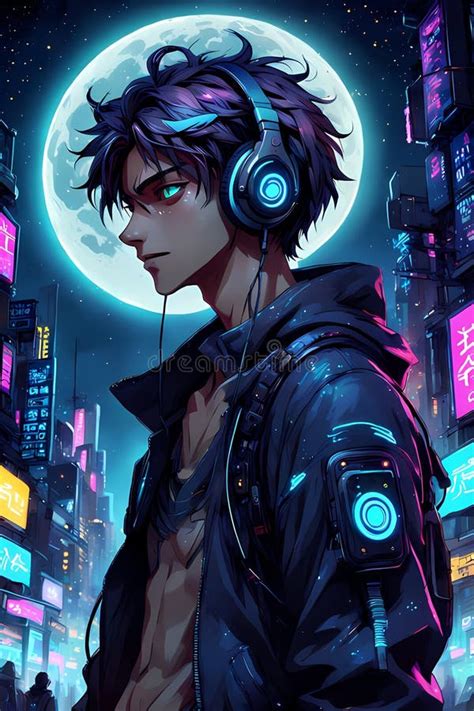 ilustrasi digital cowok anime gaya modern