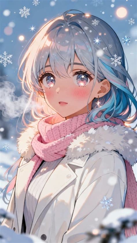 Pasangan anime terpisah dengan nuansa musim dingin