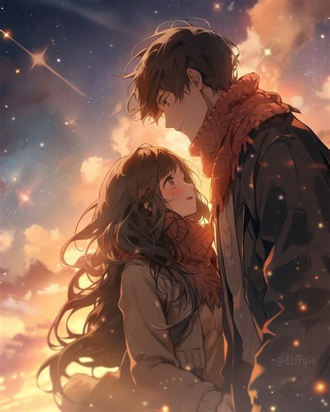 Kualitas tinggi gambar couple anime terpisah di perpustakaan