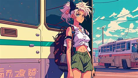 gadis anime bergaya retro dengan gaya rambut klasik