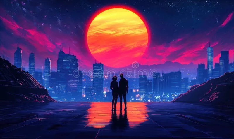 Foto anime couple terpisah dengan nuansa urban