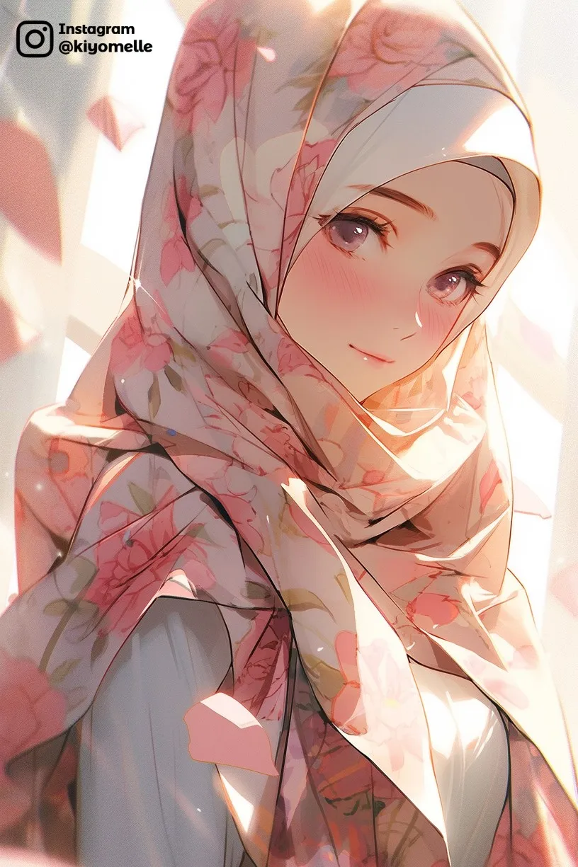 gadis berhijab duduk termenung di dekat jendela