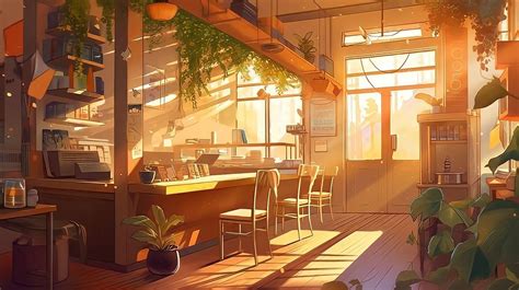 gadis anime memegang minuman kopi di kafe