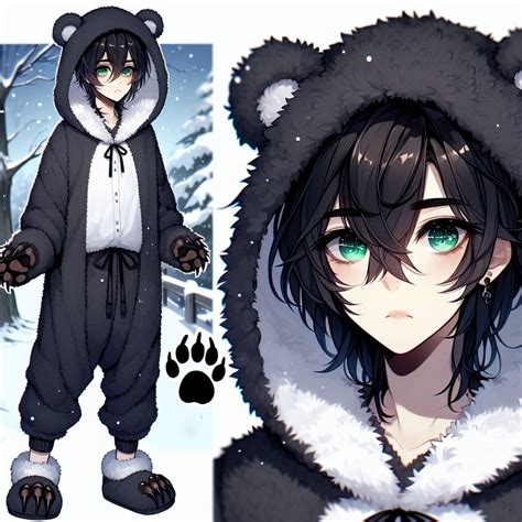 karakter anime pria dengan topi lucu beruang dan ekspresi ceria