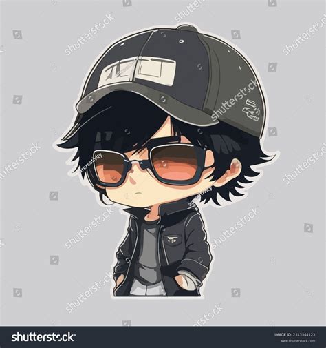 karakter anime pria dengan topi datar dan pakaian street style