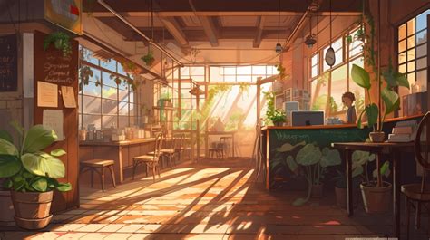 karakter anime cowok keren dengan gaya santai di kafe