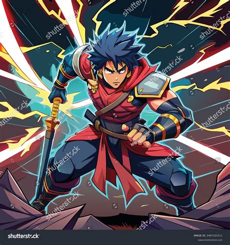 karakter anime cowok keren dengan pedang di tangan