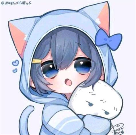 karakter anime imut dengan hewan peliharaan kecil