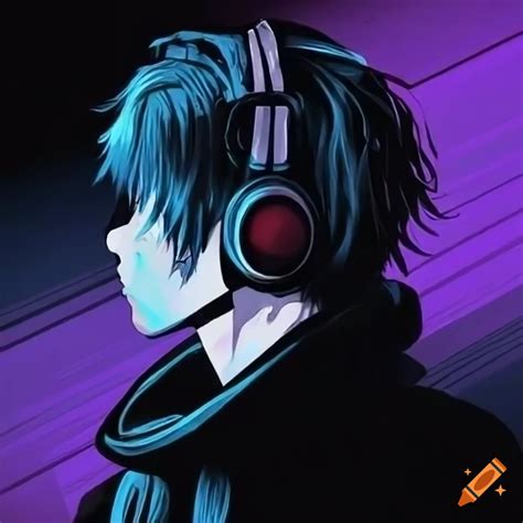 karakter anime dengan gaya streetwear dan headphone