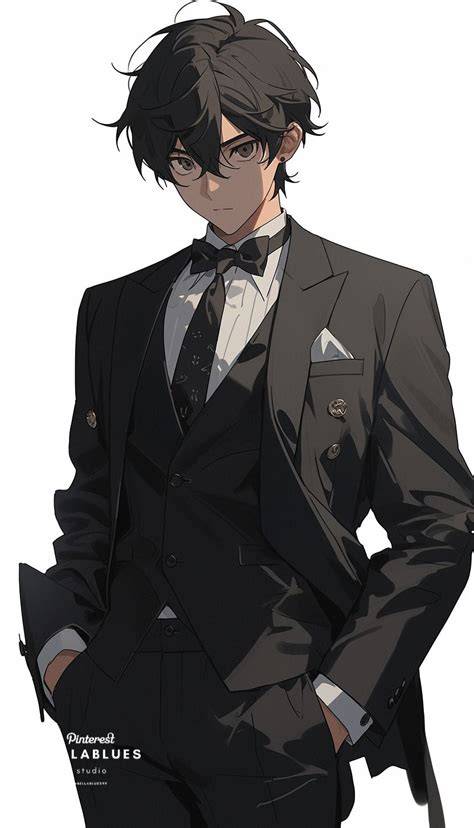 ilustrasi karakter laki-laki anime dalam balutan pakaian formal