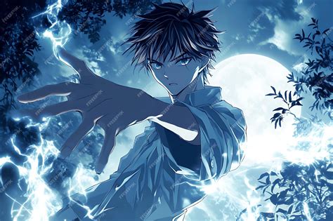 karakter laki-laki anime dengan kekuatan magis di tangan