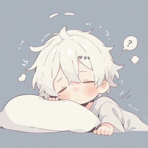 karakter anime chibi sedang tidur di atas bantal besar