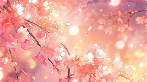 karakter anime dengan latar belakang bunga sakura