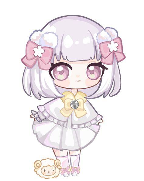 karakter anime chibi sedang minum teh