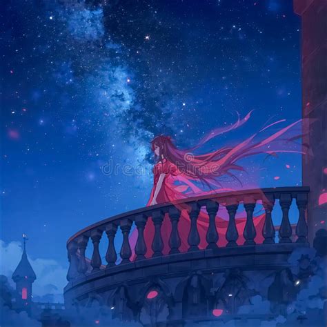 gadis anime melihat bintang di malam hari