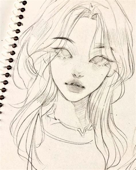 ilustrasi gadis anime dengan gaya rambut sederhana