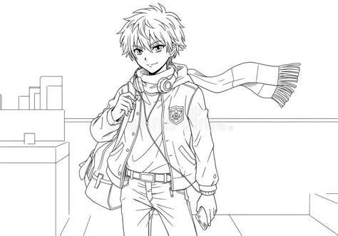 ilustrasi anime pria dengan gaya pakaian kasual