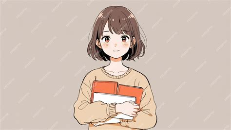 karakter anime sedang memegang buku dengan gaya tenang