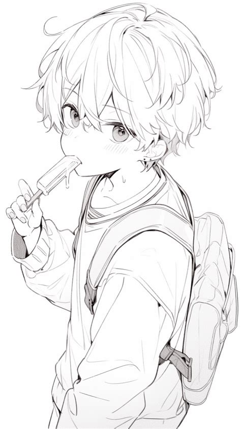 Gambar anime polos tanpa warna pinterest dengan karakter pose santai