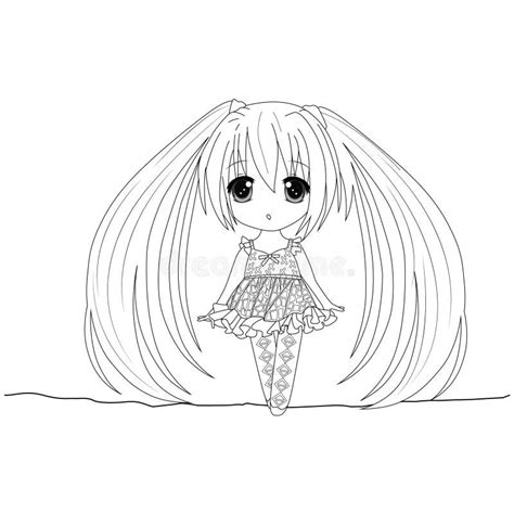 Gambar anime polos tanpa warna cute anak perempuan tersenyum manis