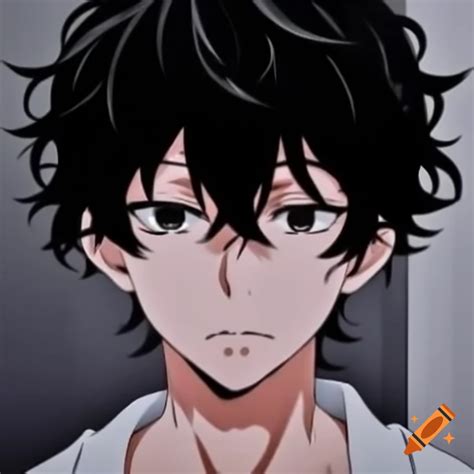 Karakter anime dengan rambut acak-acakan dan ekspresi tidak stabil