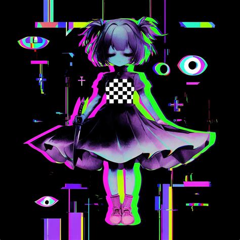 Lukisan digital gadis anime dalam ruang digital error