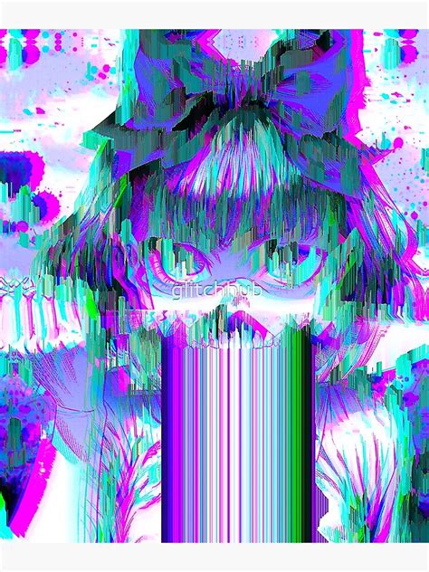 Potret close up gadis anime dengan efek piksel rusak