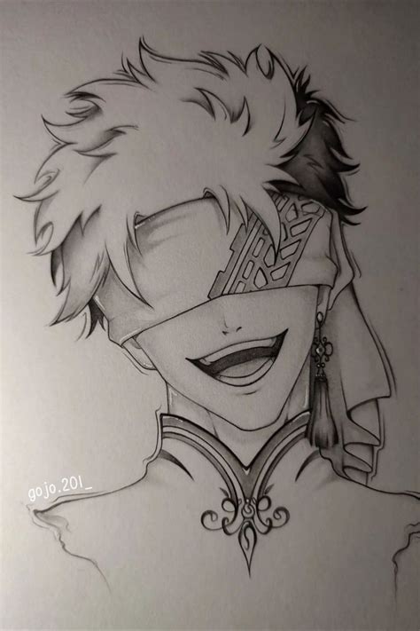 sketsa karakter anime dengan aksesoris sederhana