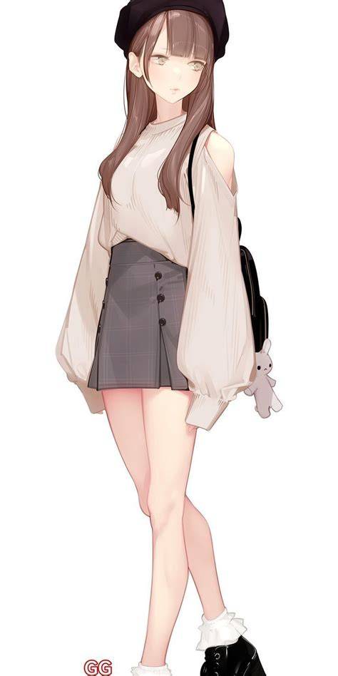 ilustrasi karakter anime dengan pose santai