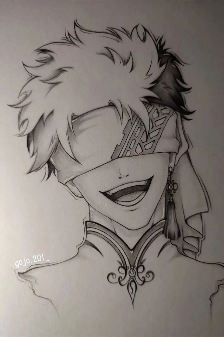 gambar anime keren pensil simple siluet karakter