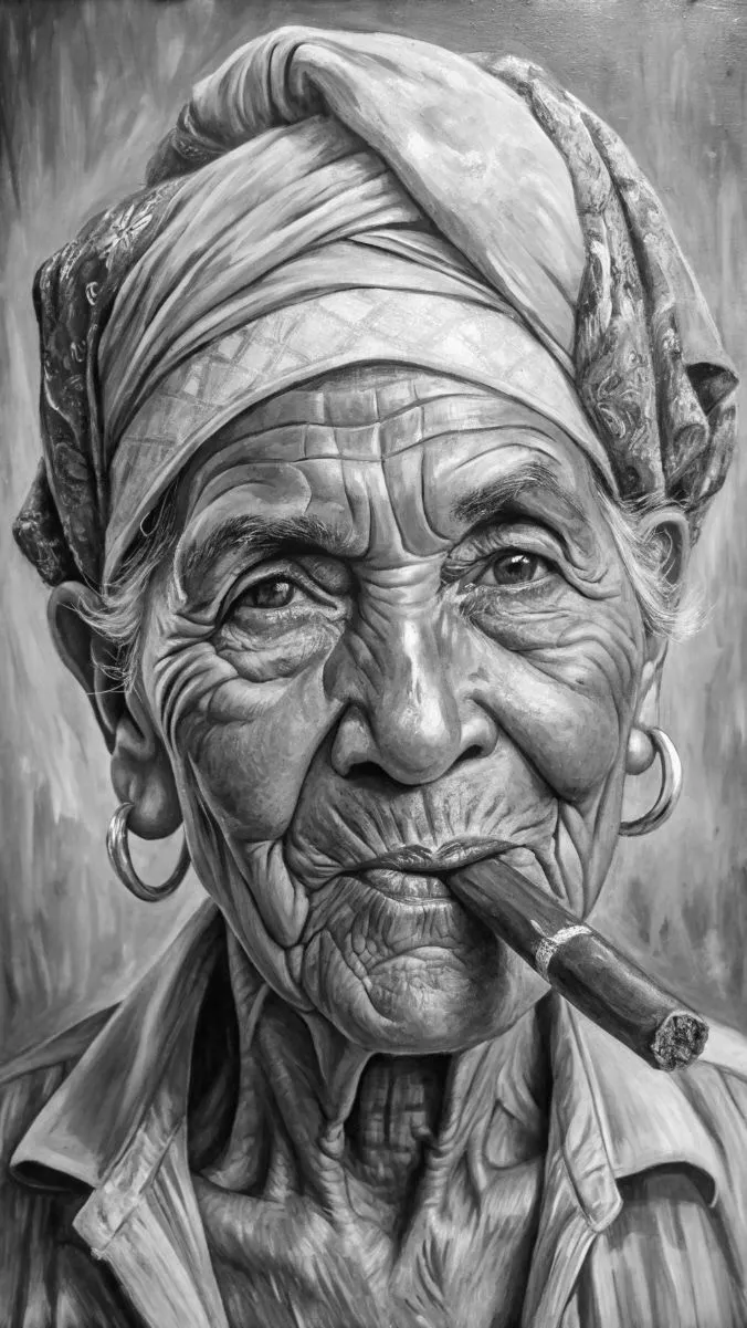 Sketsa tangan detail wajah seorang pahlawan nasional dengan arsiran halus pada kertas putih