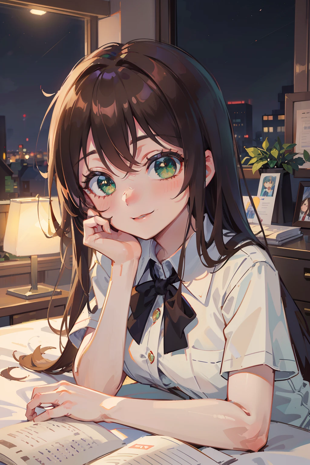 Potret close-up wajah anime girl resolusi tinggi