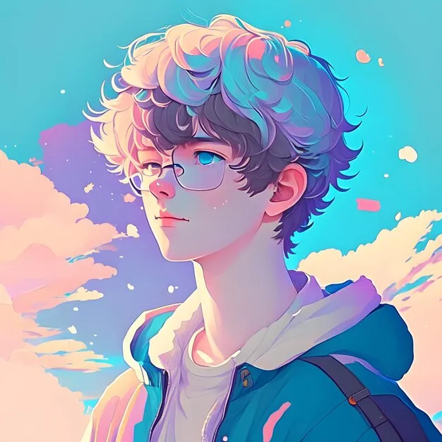 ilustrasi karakter pria anime bergaya melukis dengan warna pastel