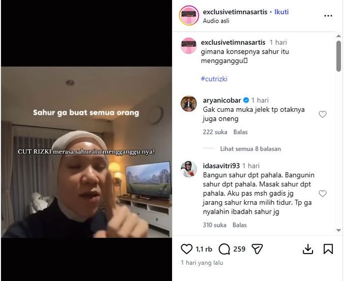 Selebgram Cut Rizki panen hujatan