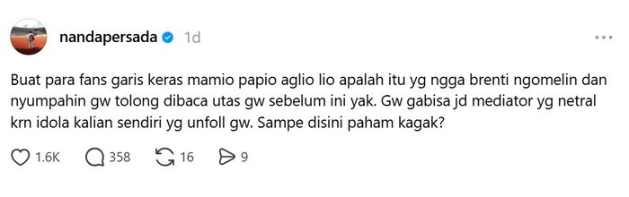 Mantan manajer Sarwendah, Nanda Persada ikut kena hujat fans sang artis karena ajak Ruben Onsu podcast.