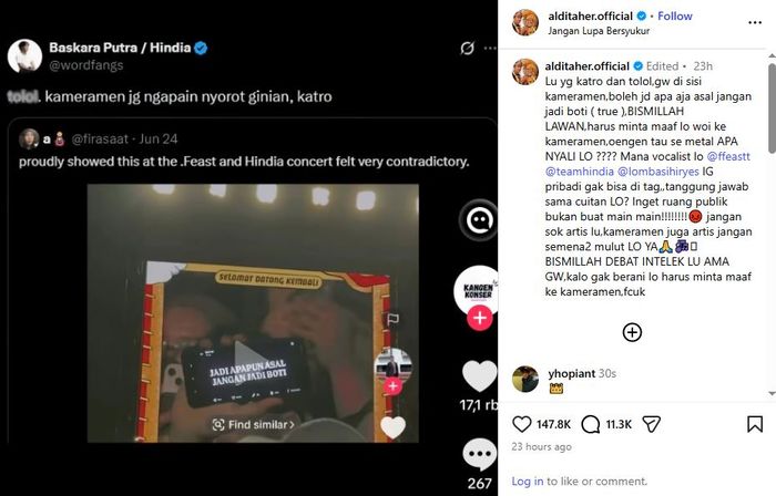 Aldi Taher murka terhadap Baskara Putra alias Hindia