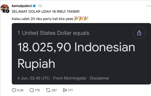 Ramai-ramai Seleb Ikut Komen Rp18.000 per Dolar AS Ramai-ramai Seleb Ikut Komen Rp18.000 per Dolar AS